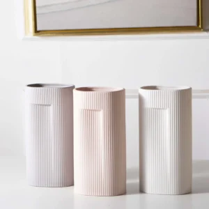 Gray, Pink, White Minimalist Muted Serene Ceramic Vase