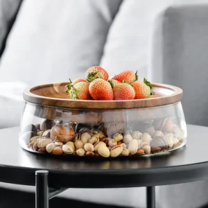 Aesthetic Glass Storage and Wooden Tray Top