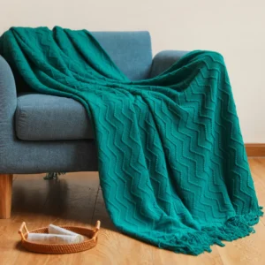 Green throw blanket